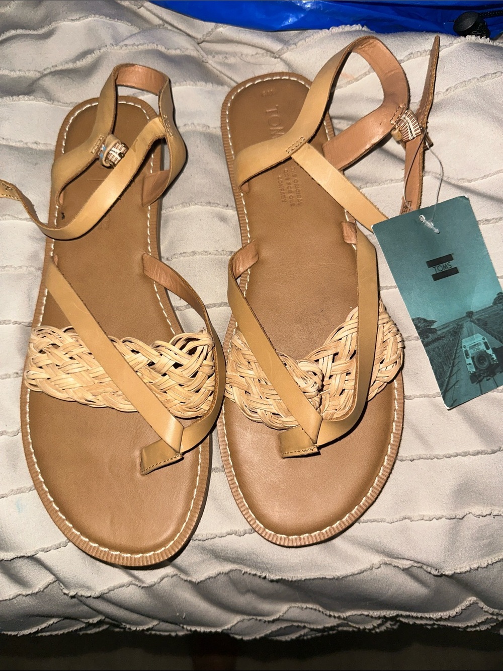 Toms Tan Braided Strap Leather Sandals